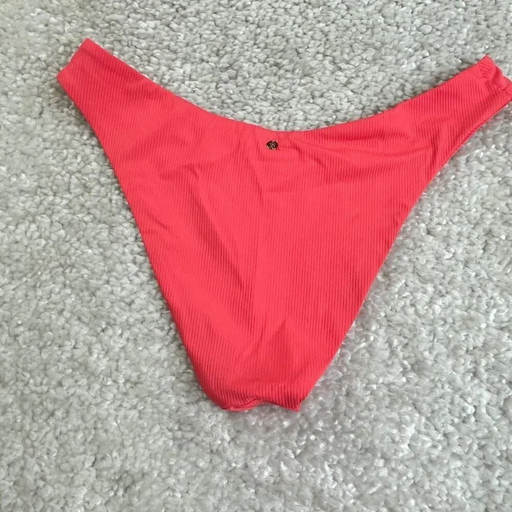 Victoria's Secret Brazilian Rib Bikini Bottom Coral Pink Womens Large